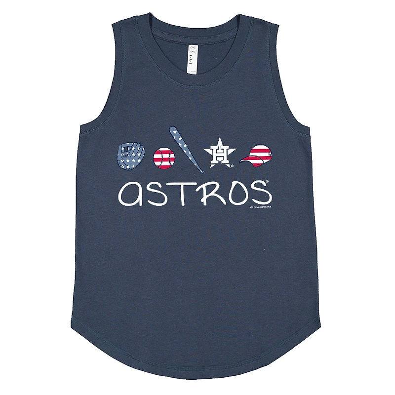 Girls Youth Soft as a Grape Denim Houston Astros Americana Tank Top