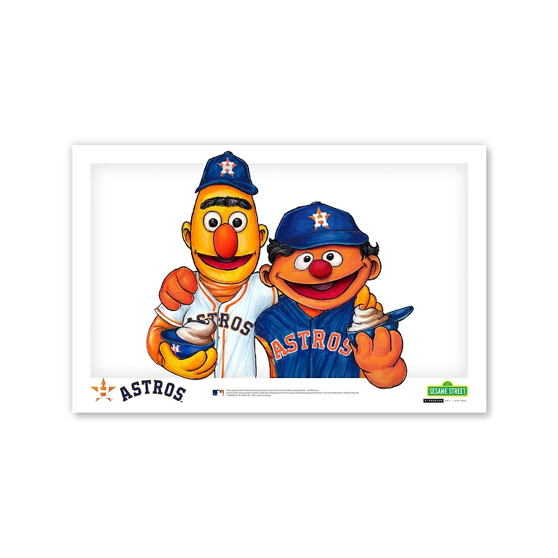 Affiche imprimée de Bert et Ernie des Astros de Houston, 11 x 43 cm, Rue Sésame