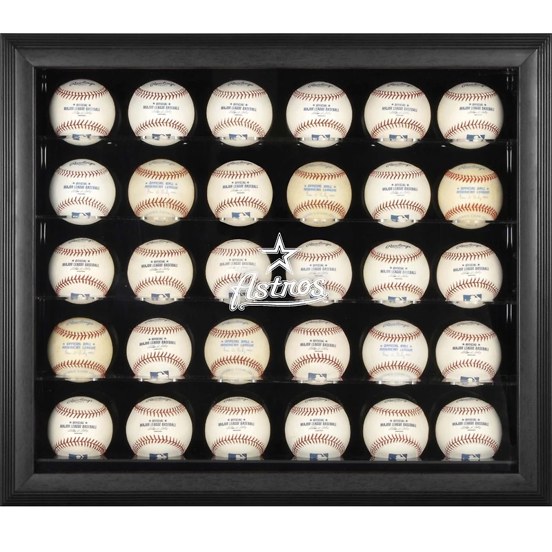 Vitrine à 30 boules de baseball avec logo des Astros de Houston et cadre noir