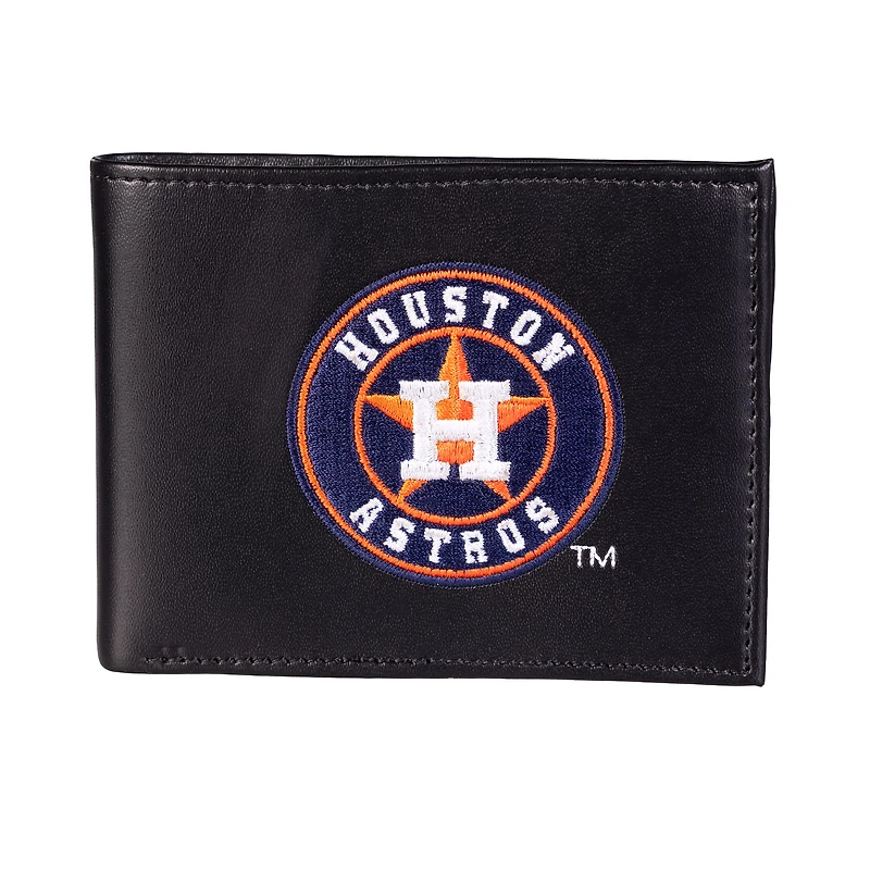 Portefeuille à deux volets en cuir synthétique brodé Houston Astros