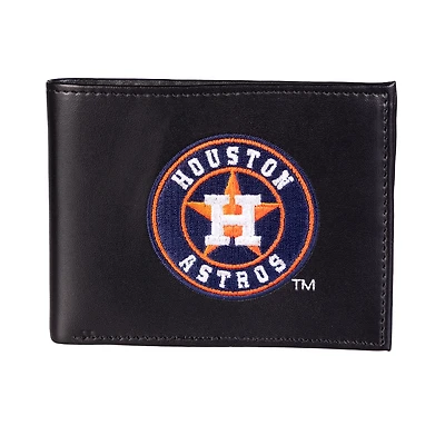 Portefeuille à deux volets en cuir synthétique brodé Houston Astros