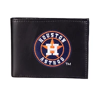 Portefeuille à deux volets en cuir synthétique brodé Houston Astros
