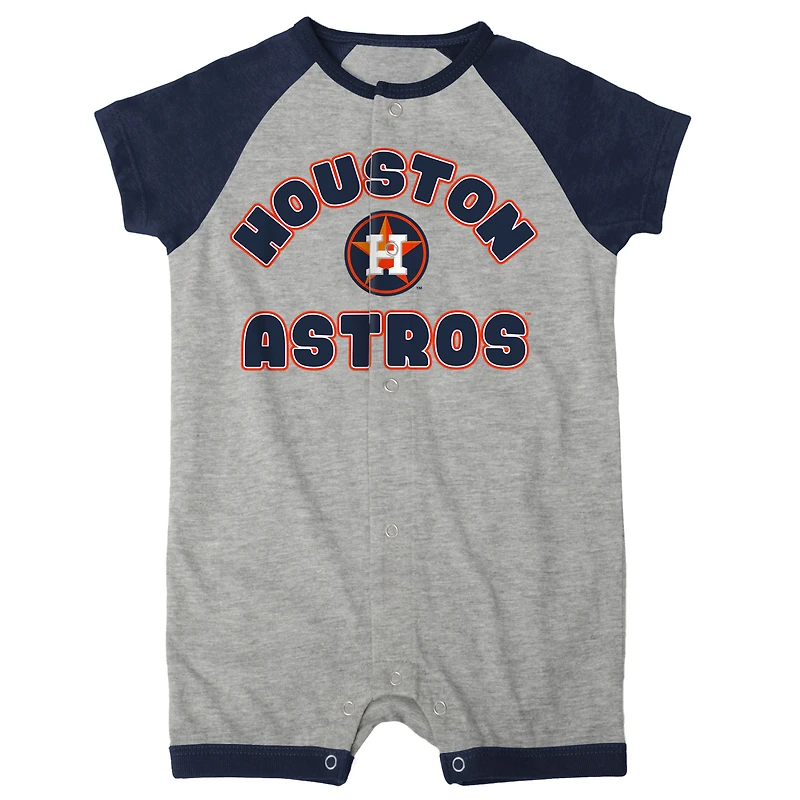 Barboteuse à boutons-pression Raglan Extra Base Hit des Astros de Houston gris chiné pour bébé