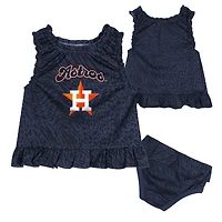 Ensemble robe et bloomer de jeu pour bébé bleu marine des Houston Astros