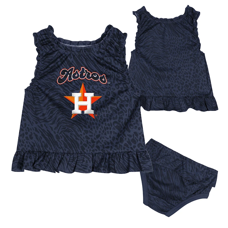 Ensemble robe et bloomer de jeu pour bébé bleu marine des Houston Astros