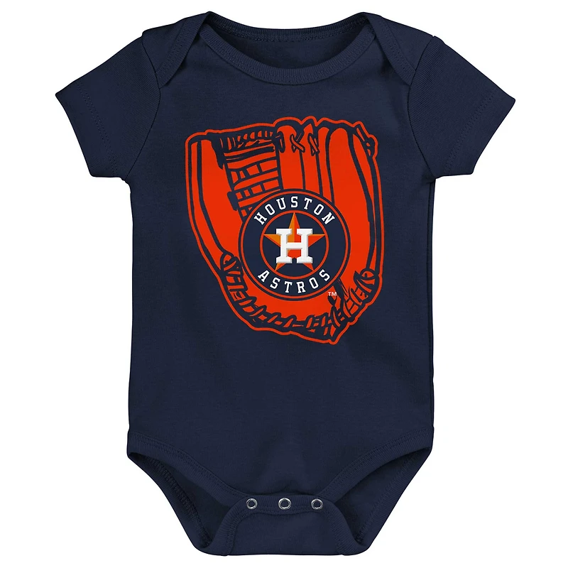 Lot de trois bodys pour bébé orange/bleu marine/blanc Houston Astros Minor League Player