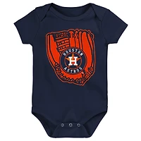 Lot de trois bodys pour bébé orange/bleu marine/blanc Houston Astros Minor League Player