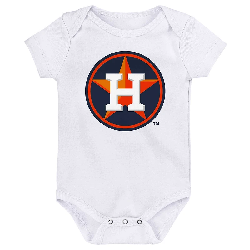 Lot de trois bodys pour bébé orange/bleu marine/blanc Houston Astros Minor League Player