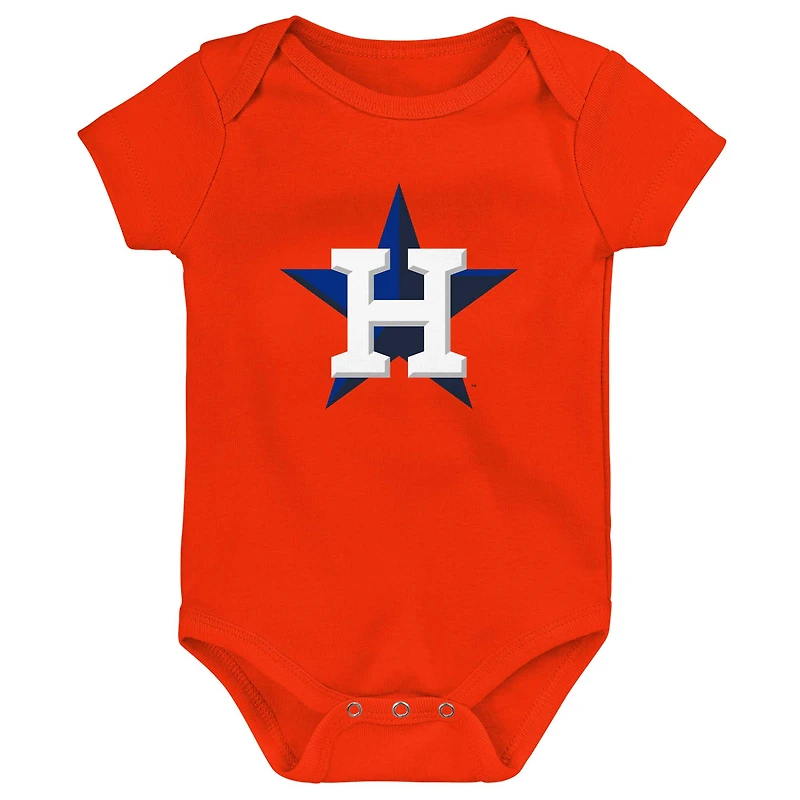Lot de 3 bodys orange/blanc/gris chiné Houston Astros Biggest Little Fan pour bébé