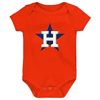 Lot de 3 bodys orange/blanc/gris chiné Houston Astros Biggest Little Fan pour bébé