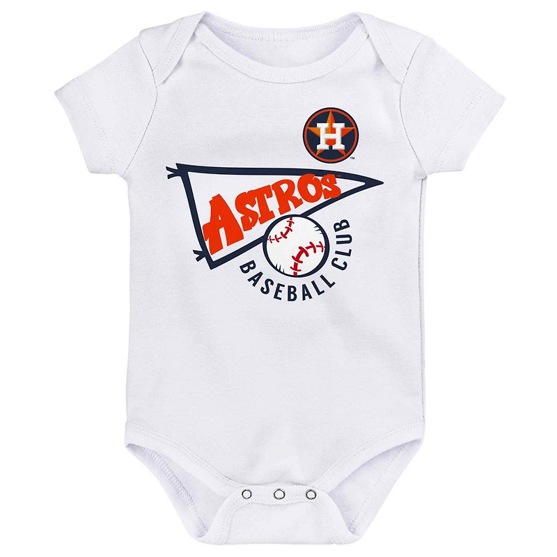 Lot de 3 bodys orange/blanc/gris chiné Houston Astros Biggest Little Fan pour bébé