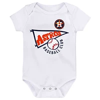 Lot de 3 bodys orange/blanc/gris chiné Houston Astros Biggest Little Fan pour bébé