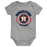 Lot de 3 bodys orange/blanc/gris chiné Houston Astros Biggest Little Fan pour bébé
