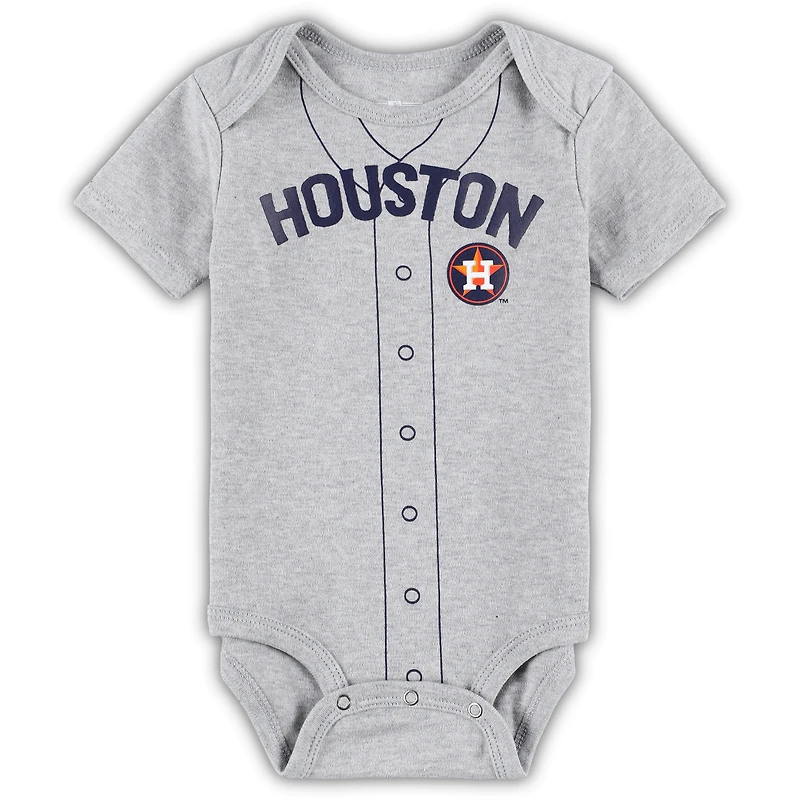 Lot de deux bodys Little Slugger pour bébés Houston Astros blanc/gris chiné