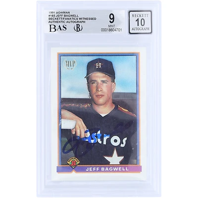 Jeff Bagwell Houston Astros Autographed 1991 Bowman #183 Beckett Fanatics Witnessed Authenticated / Rookie Card