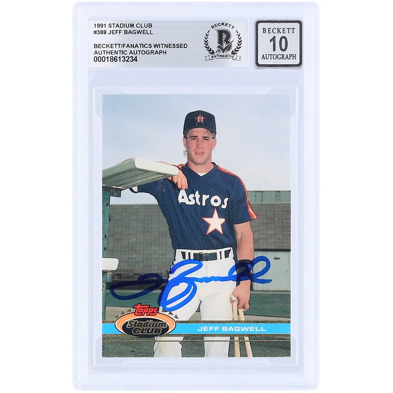 Carte de recrue n° 388 de Jeff Bagwell, Houston Astros, autographiée par Beckett Fanatics Witnessed (1991).