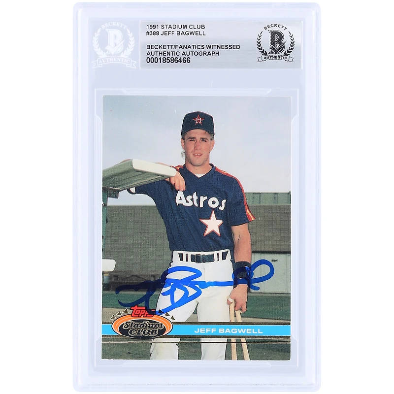 Carte de recrue autographiée de Jeff Bagwell (Houston Astros) de 1991, Topps Stadium Club n° 388
