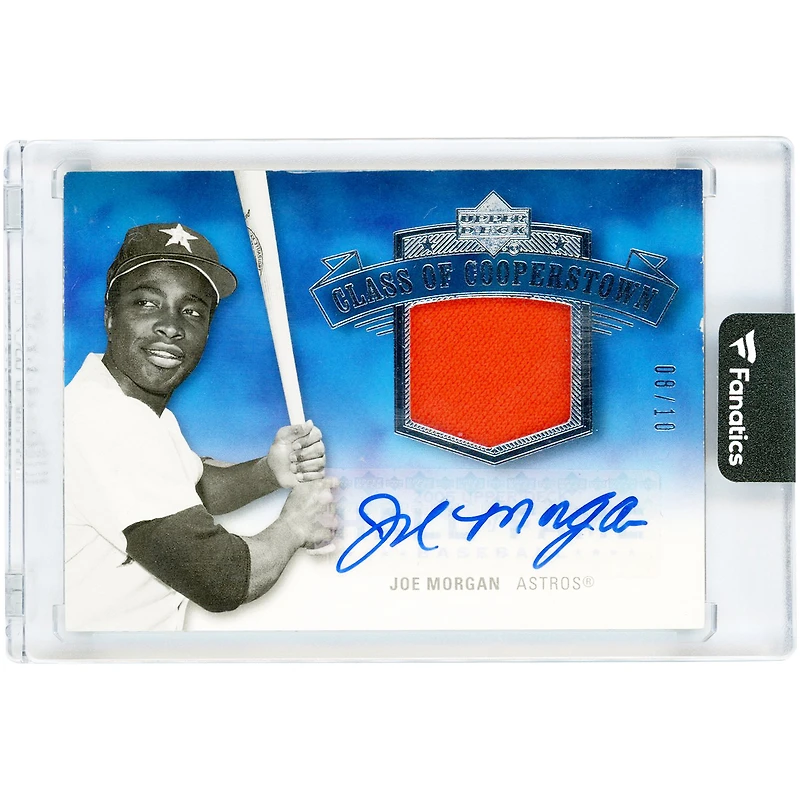 Joe Morgan Houston Astros Autographed 2005 Upper Deck Hall of Fame Baseball Game-Used Relic #CC-JM1 #8/10 Card