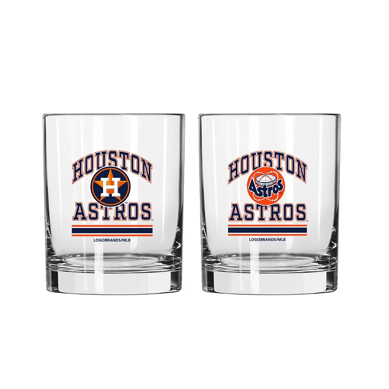 Ensemble de deux verres Logo Brands Houston Astros de 35 cl (12 oz) avec logos actuels et anciens