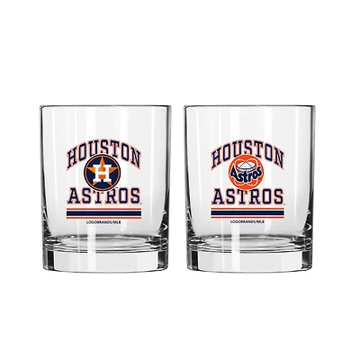 Ensemble de deux verres Logo Brands Houston Astros de 35 cl (12 oz) avec logos actuels et anciens