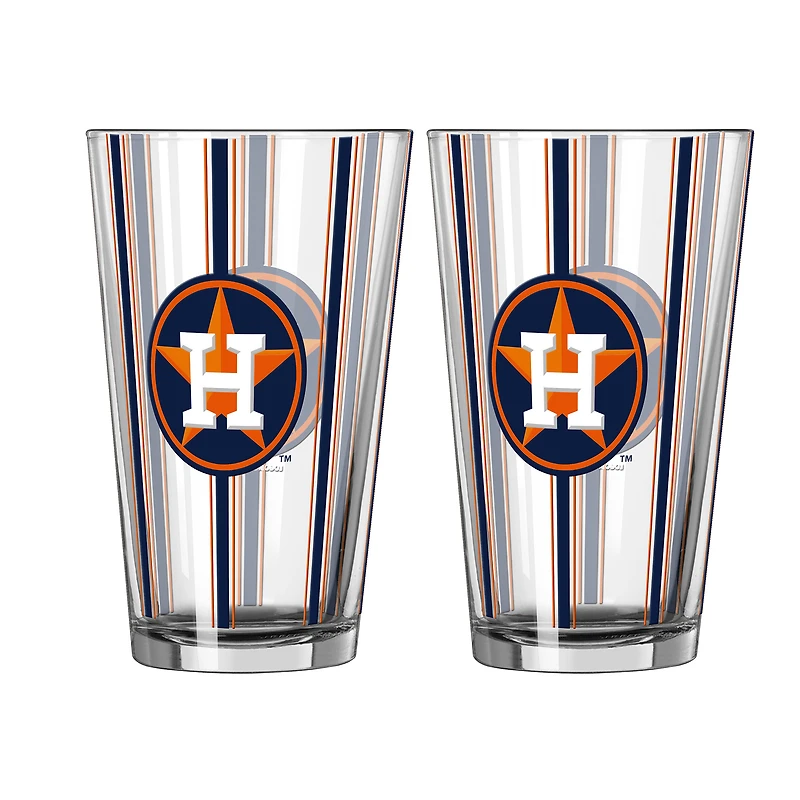 Ensemble de deux verres à bière rayés de 473 ml (16 oz) Logo Brands Houston Astros