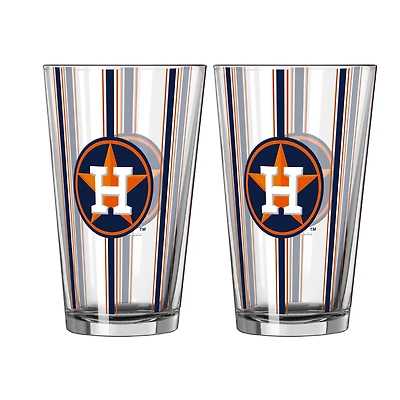 Ensemble de deux verres à bière rayés de 473 ml (16 oz) Logo Brands Houston Astros