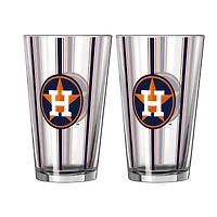 Ensemble de deux verres à bière rayés de 473 ml (16 oz) Logo Brands Houston Astros