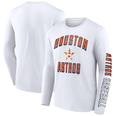 T-shirt à manches longues Fanatics pour hommes, blanc, Houston Astros