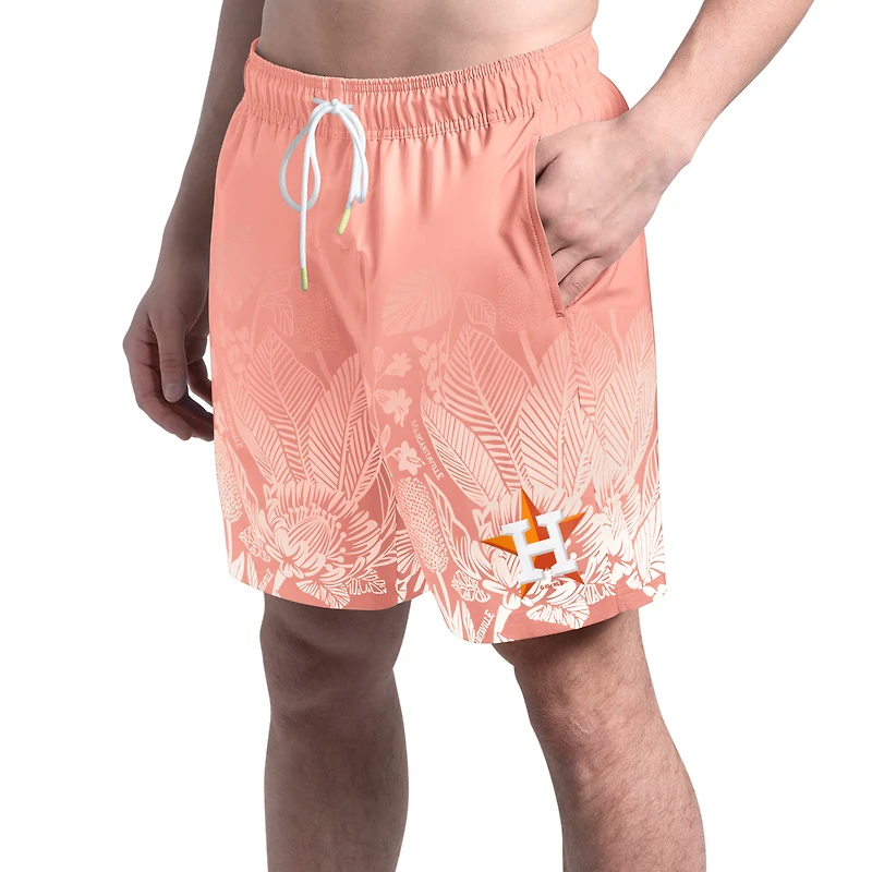 Men's Margaritaville Coral Houston Astros Lagoon Fiesta Swim Shorts