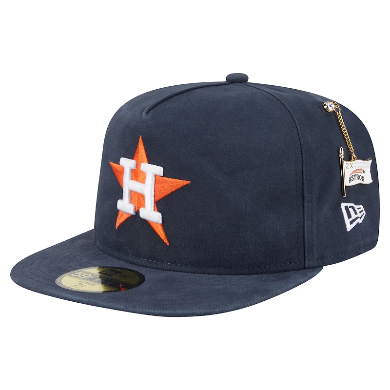 Men's New Era Navy Houston Astros Championship Side Flag A-Frame 59FIFTY Fitted Hat
