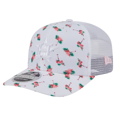 Men's New Era  White Houston Astros Flamingo Mesh Back 9SEVENTY Stretch-Snap Hat