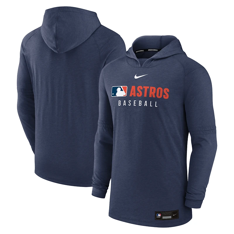 Sweat à capuche léger Dri-FIT Nike Heather Navy Houston Astros Authentic Collection pour homme