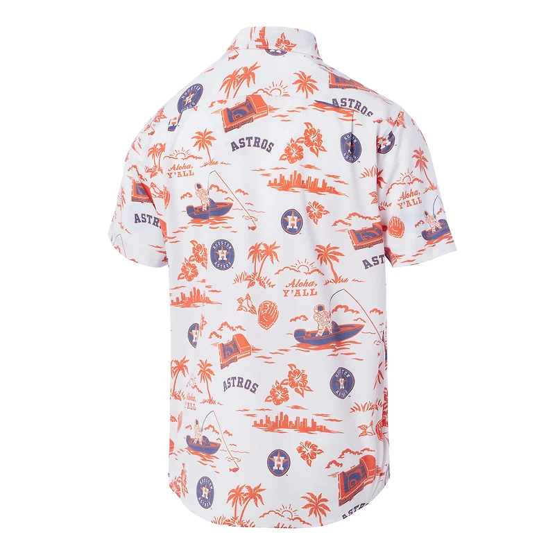 Haut boutonné Kekai Performance blanc pour homme Reyn Spooner des Astros de Houston