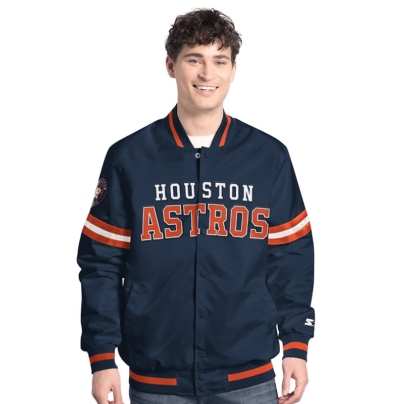 Veste universitaire à boutons-pression Starter pour homme Houston Astros Scout Navy