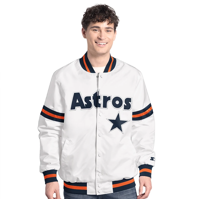 Men's Starter  White Houston Astros Cooperstown Scout Full-Snap Varsity Jacket