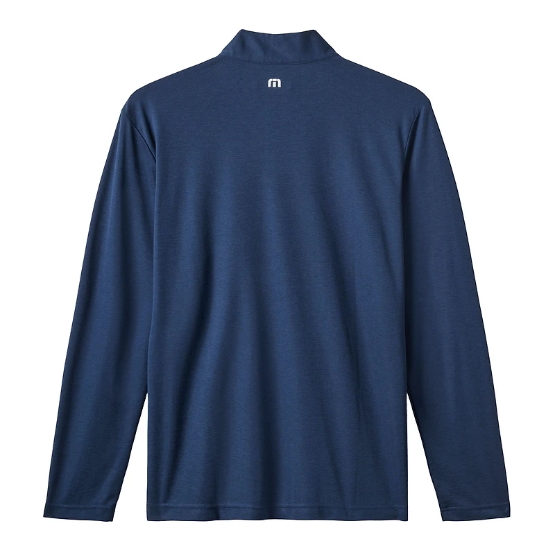 Men's TravisMathew  Navy Houston Astros Time to Tailgate Tri-Blend Quarter-Zip Pullover