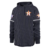 Men's '47  Navy Houston Astros Pinstripe Double Header Pullover Hoodie