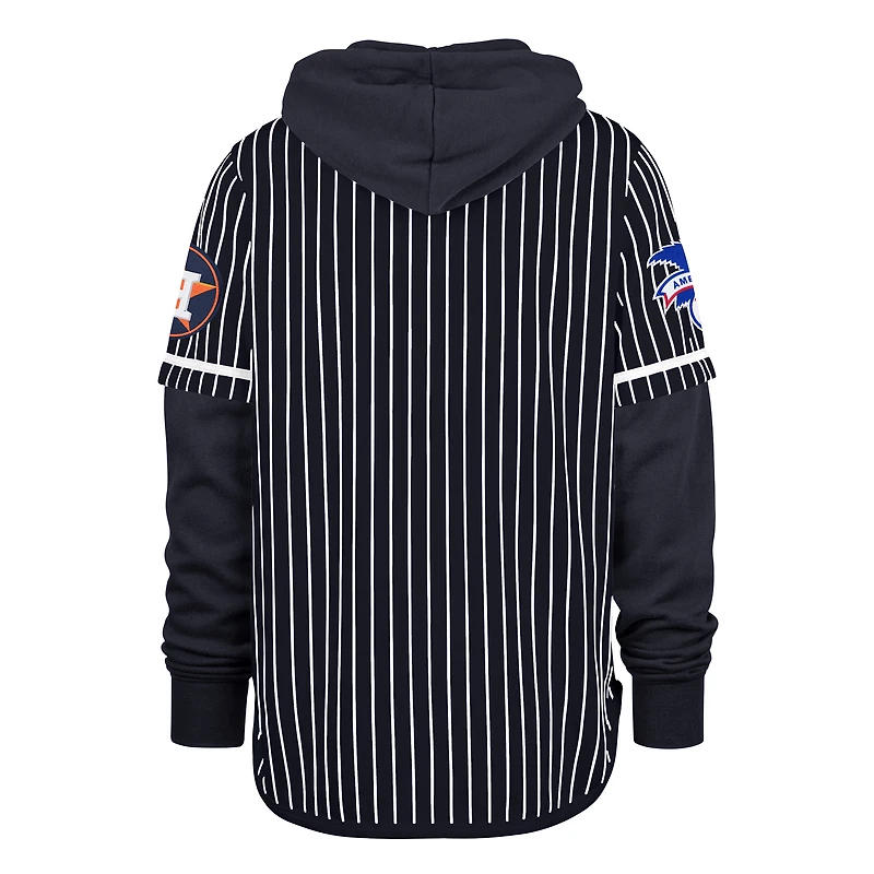 Men's '47  Navy Houston Astros Pinstripe Double Header Pullover Hoodie
