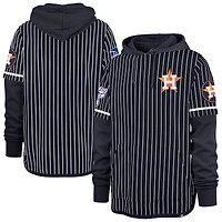 Men's '47  Navy Houston Astros Pinstripe Double Header Pullover Hoodie