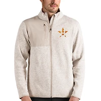 Men's Antigua Oatmeal Houston Astros Fortune Full-Zip Jacket