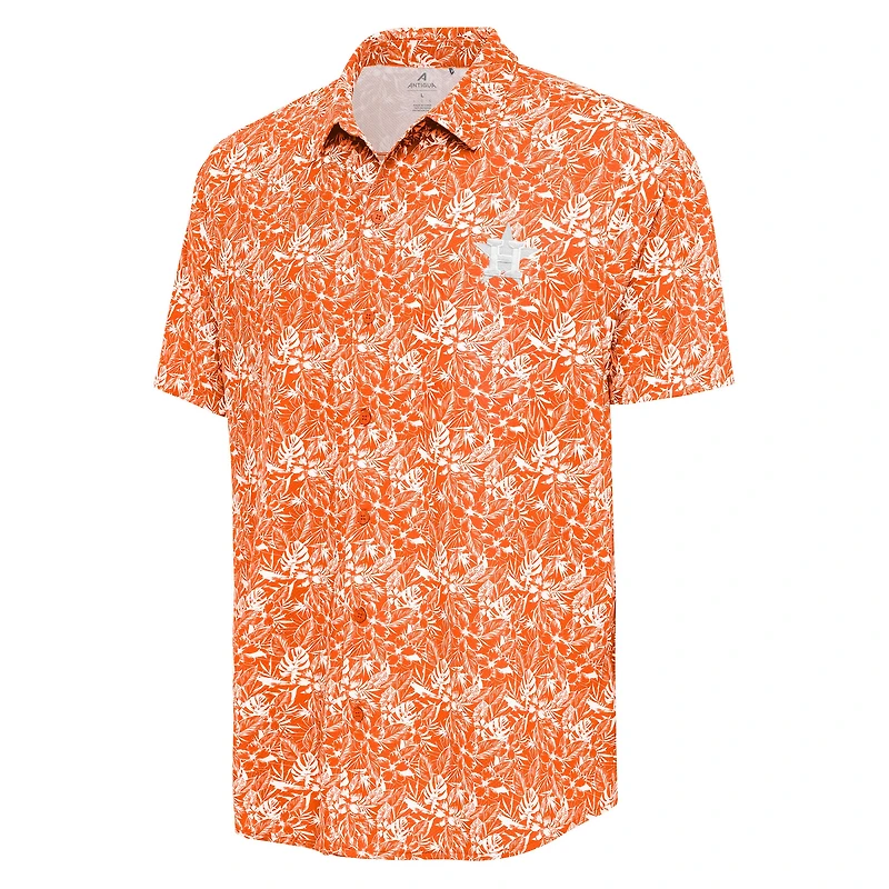 Chemise boutonnée orange Antigua pour homme des Astros de Houston