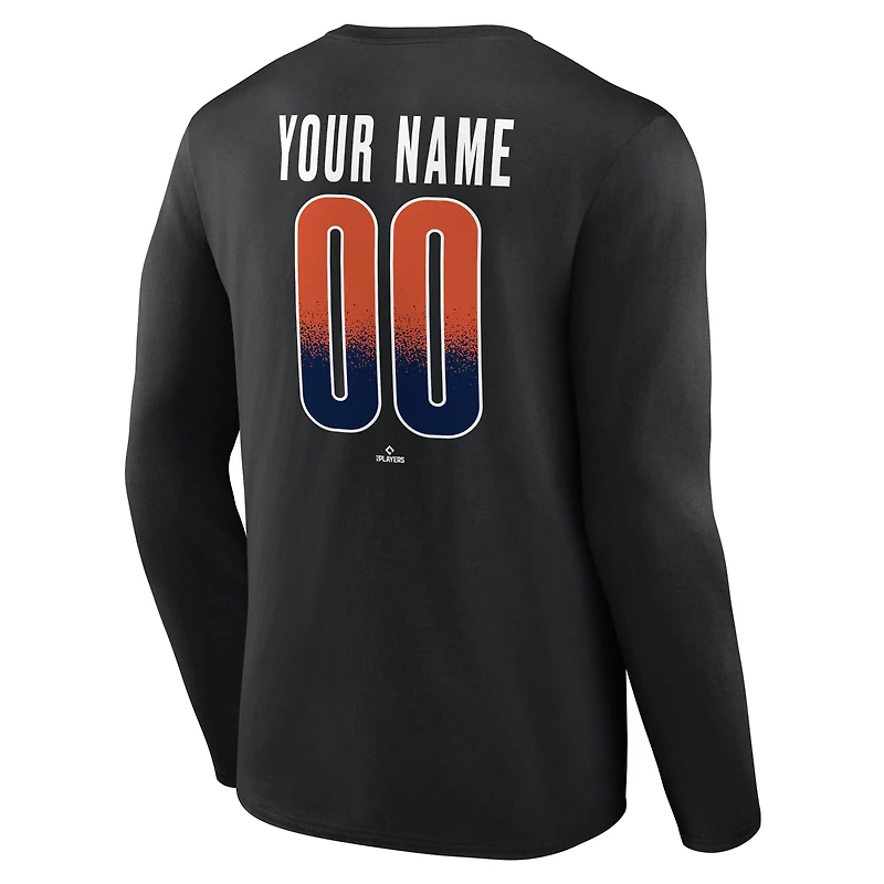 T-shirt à manches longues noir pour homme Houston Astros Home Field Pop personnalisé avec nom et numéro