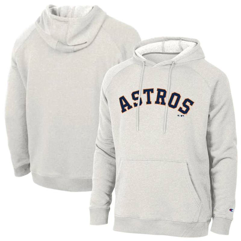 Men's Champion Heathered Core Ultra Light Grey Houston Astros Triumph Tri-Blend Raglan Hoodie