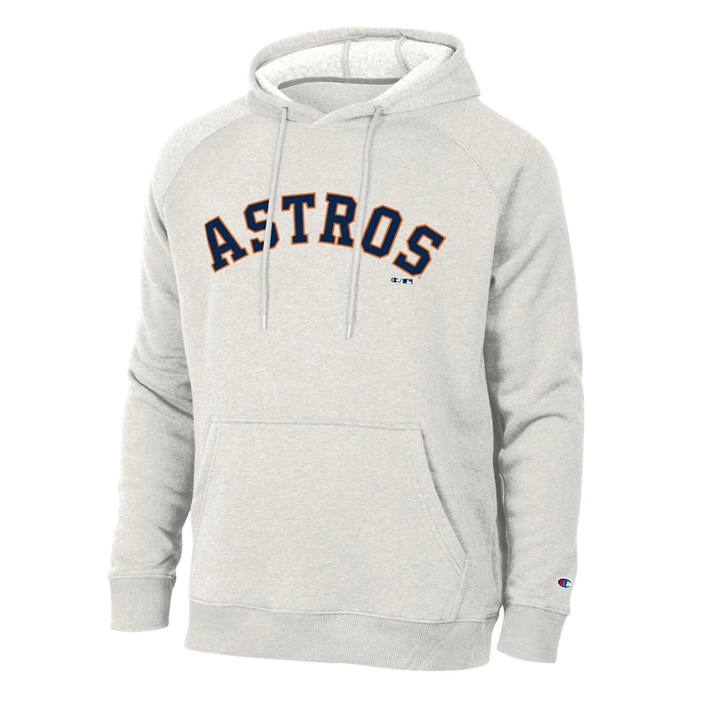 Men's Champion Heathered Core Ultra Light Grey Houston Astros Triumph Tri-Blend Raglan Hoodie