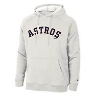 Men's Champion Heathered Core Ultra Light Grey Houston Astros Triumph Tri-Blend Raglan Hoodie