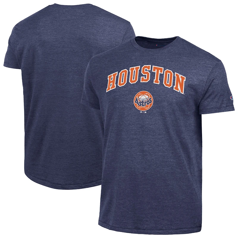 Men's Champion  Navy Houston Astros Cooperstown Wordmark Lockup Tri-Blend T-Shirt