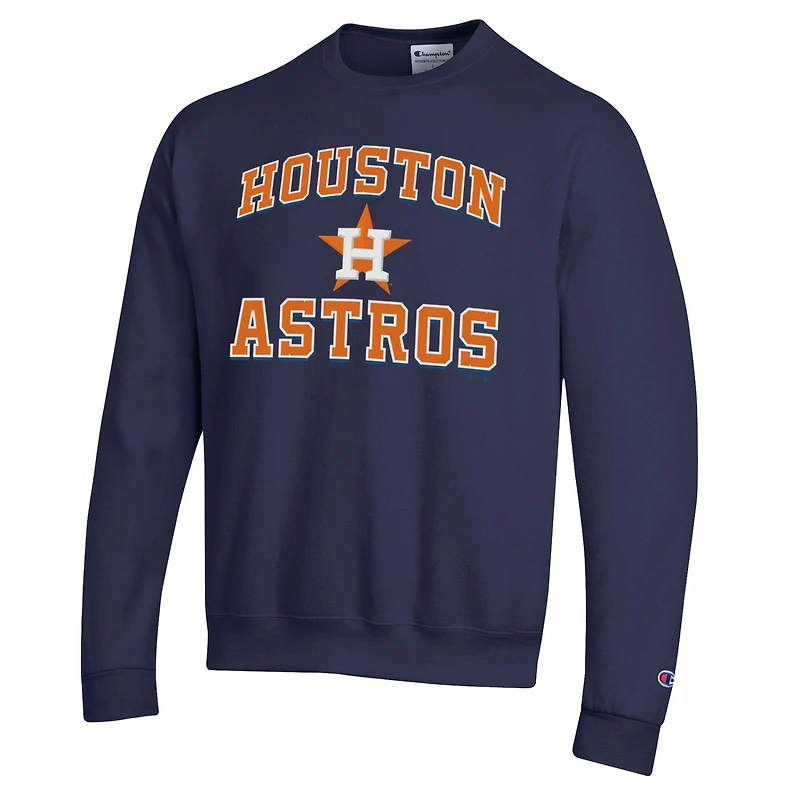 Men's Champion  Navy Houston Astros Heart & Soul Powerblend Sweatshirt
