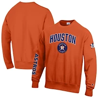 Men's Champion  Orange Houston Astros Reverse Weave Chenille Sweatshirt