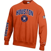Men's Champion  Orange Houston Astros Reverse Weave Chenille Sweatshirt