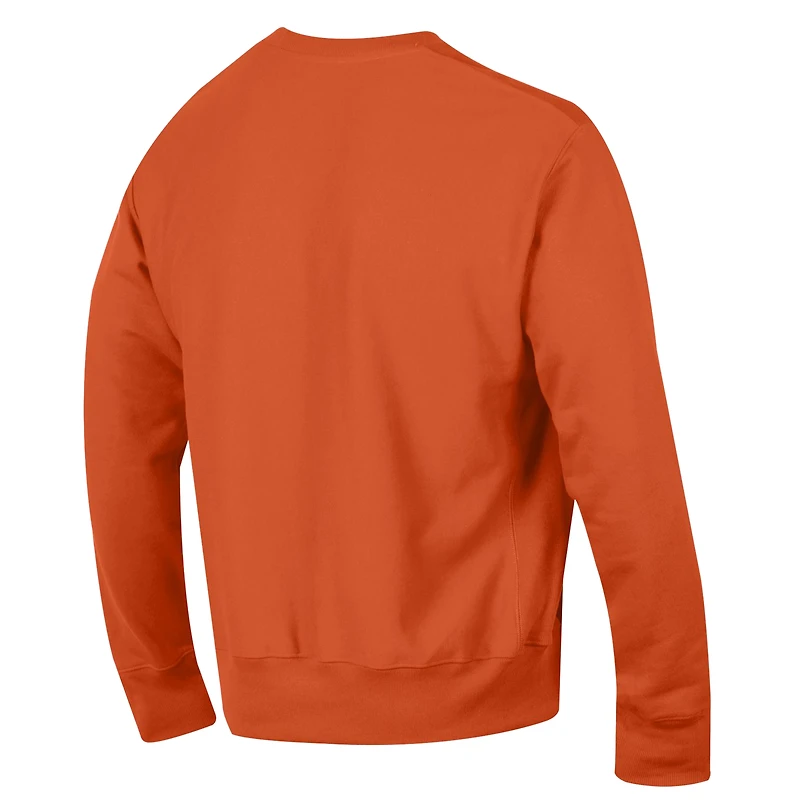 Men's Champion Orange Houston Astros Reverse Weave Chenille Sweatshirt